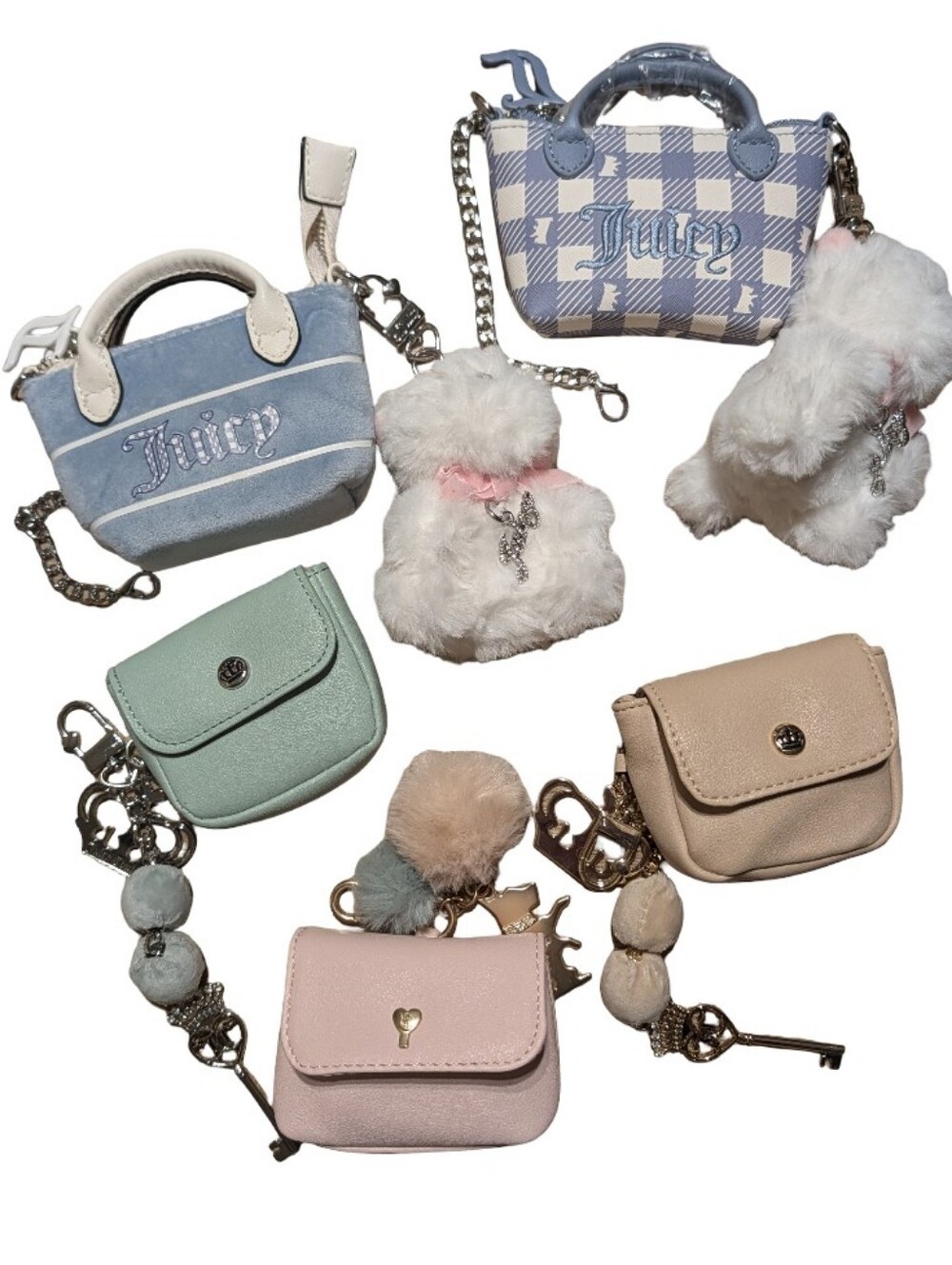 RESERVED**Juicy Couture Mini Bags Purse Charms/ Keychains Lot of 5 + 4
